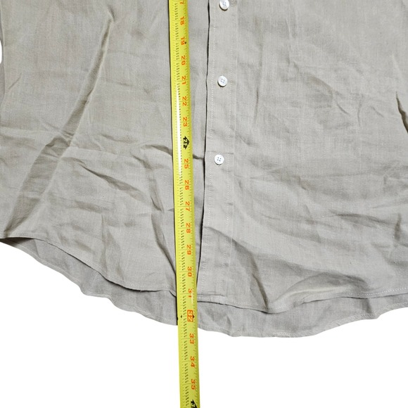 J. Crew Irish Linen Button Up Long Sleeve Shirt XL‎ Beige Prep Minimalist Basic - Picture 8 of 8